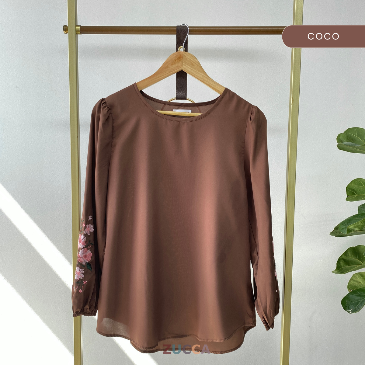 ZUCCA LILIA FLORAL EMBROIDERY SLEEVE BLOUSE - MA064