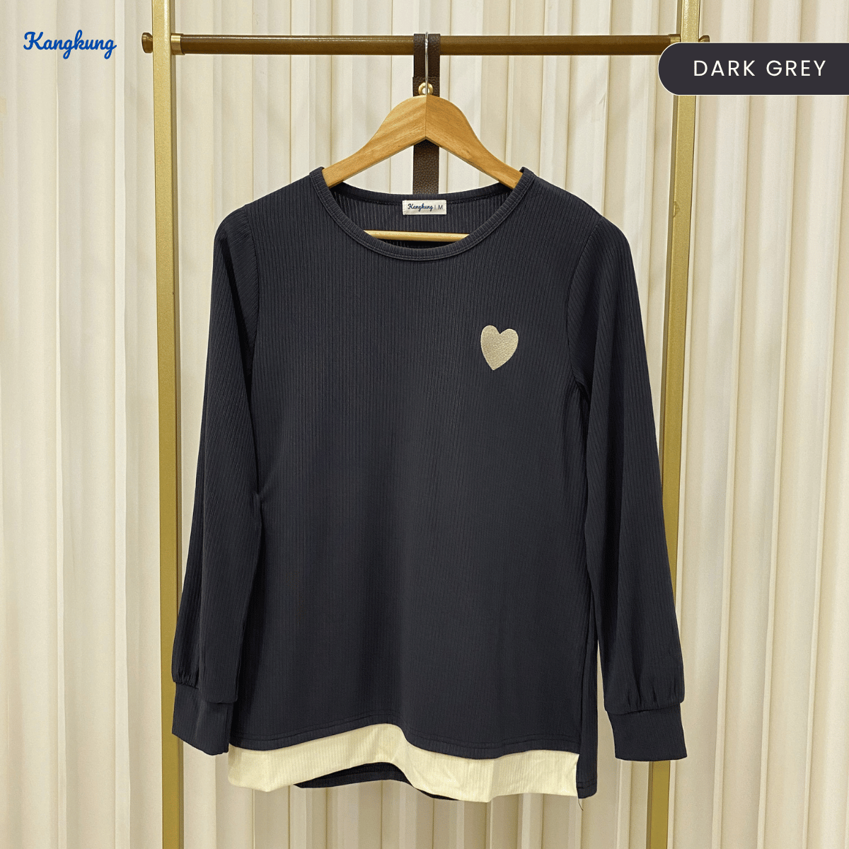 KANGKUNG ILANA BLOUSE RIBBED KASUAL YANG SELESA - KK1041