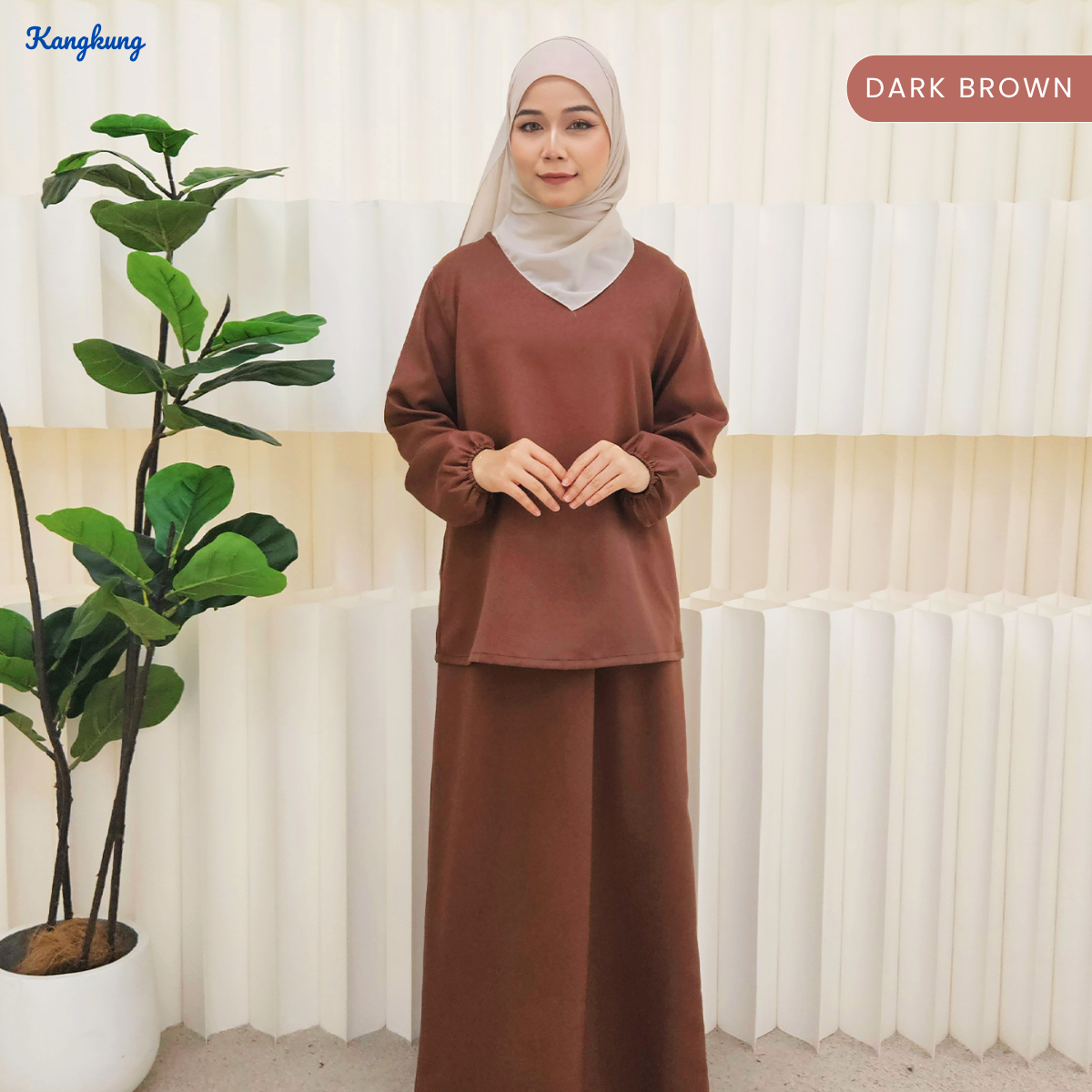 KANGKUNG IXORA SET MODEST DUA HELAI PLAIN – KK115