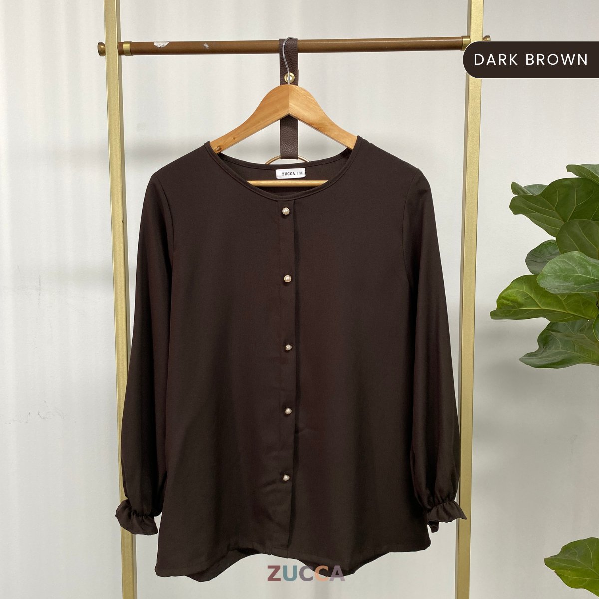 ZUCCA HAZIYA MINIMALIST PEARL BUTTON BLOUSE - MA038