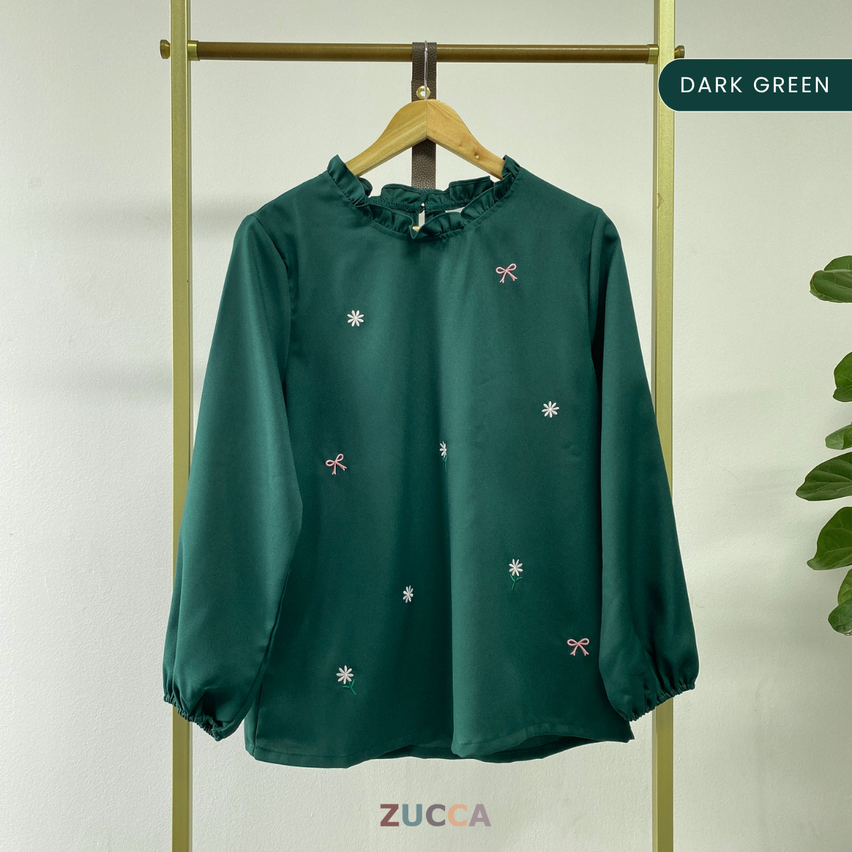 ZUCCA YUNIA SULAMAN BUNGA RUFFLED NECK BLOUSE WANITA - MA069