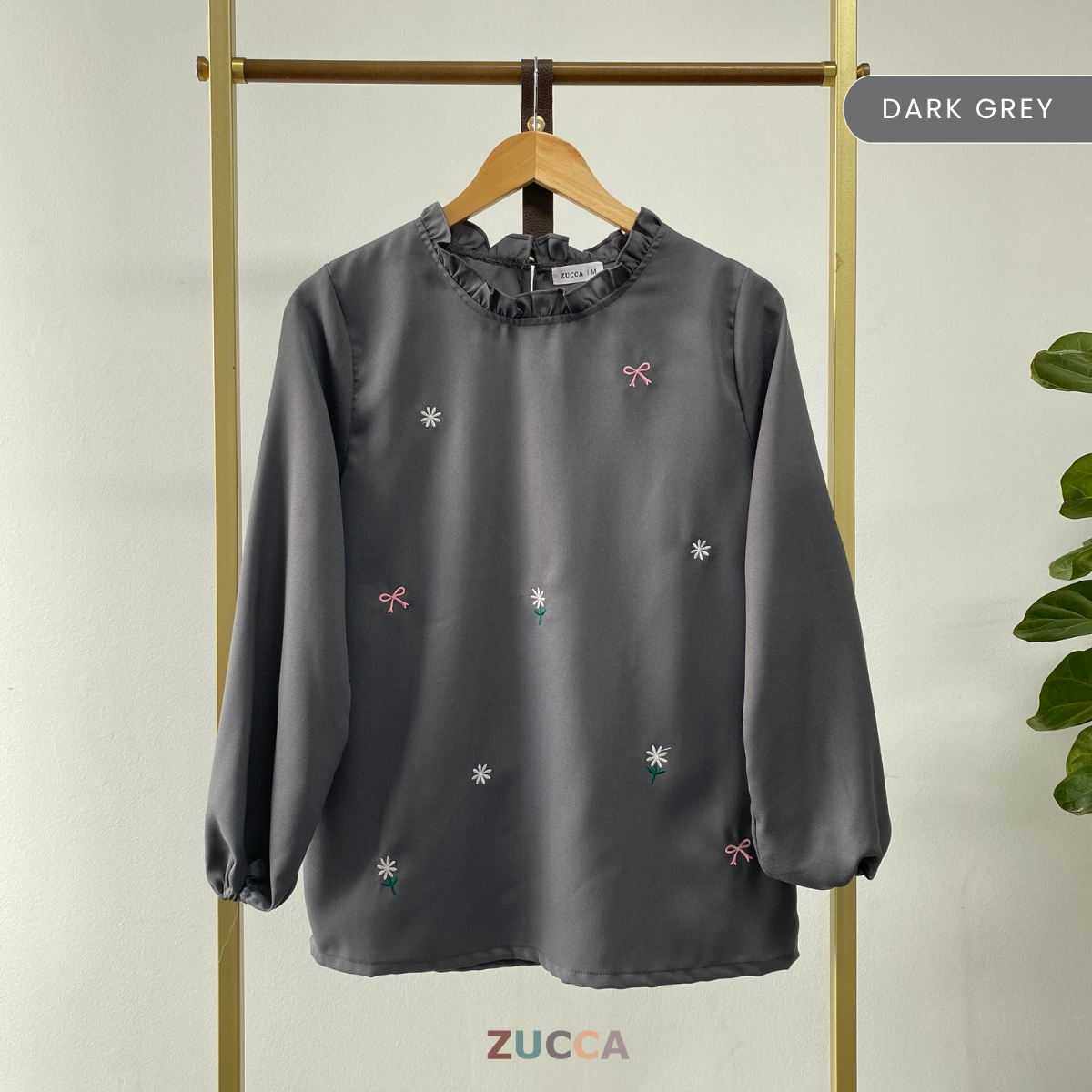 ZUCCA YUNIA SULAMAN BUNGA RUFFLED NECK BLOUSE WANITA - MA069