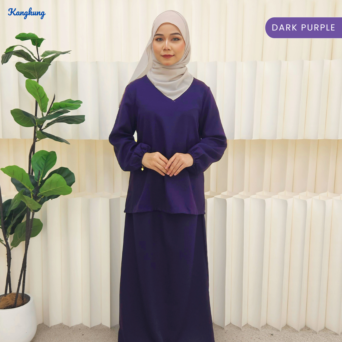 KANGKUNG IXORA SET MODEST DUA HELAI PLAIN – KK115