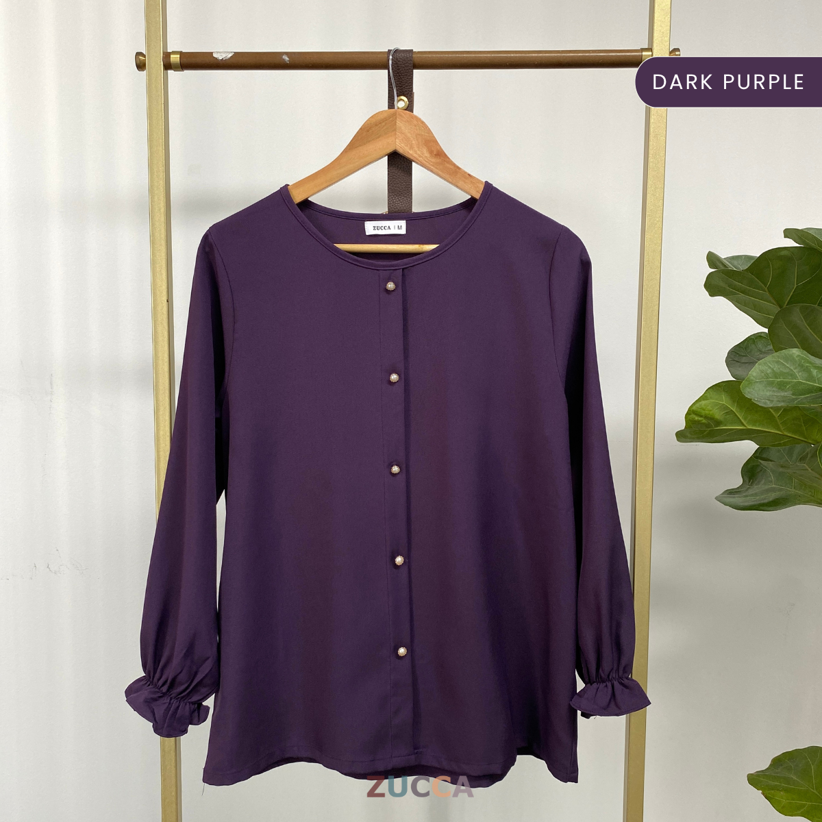 ZUCCA HAZIYA MINIMALIST PEARL BUTTON BLOUSE - MA038