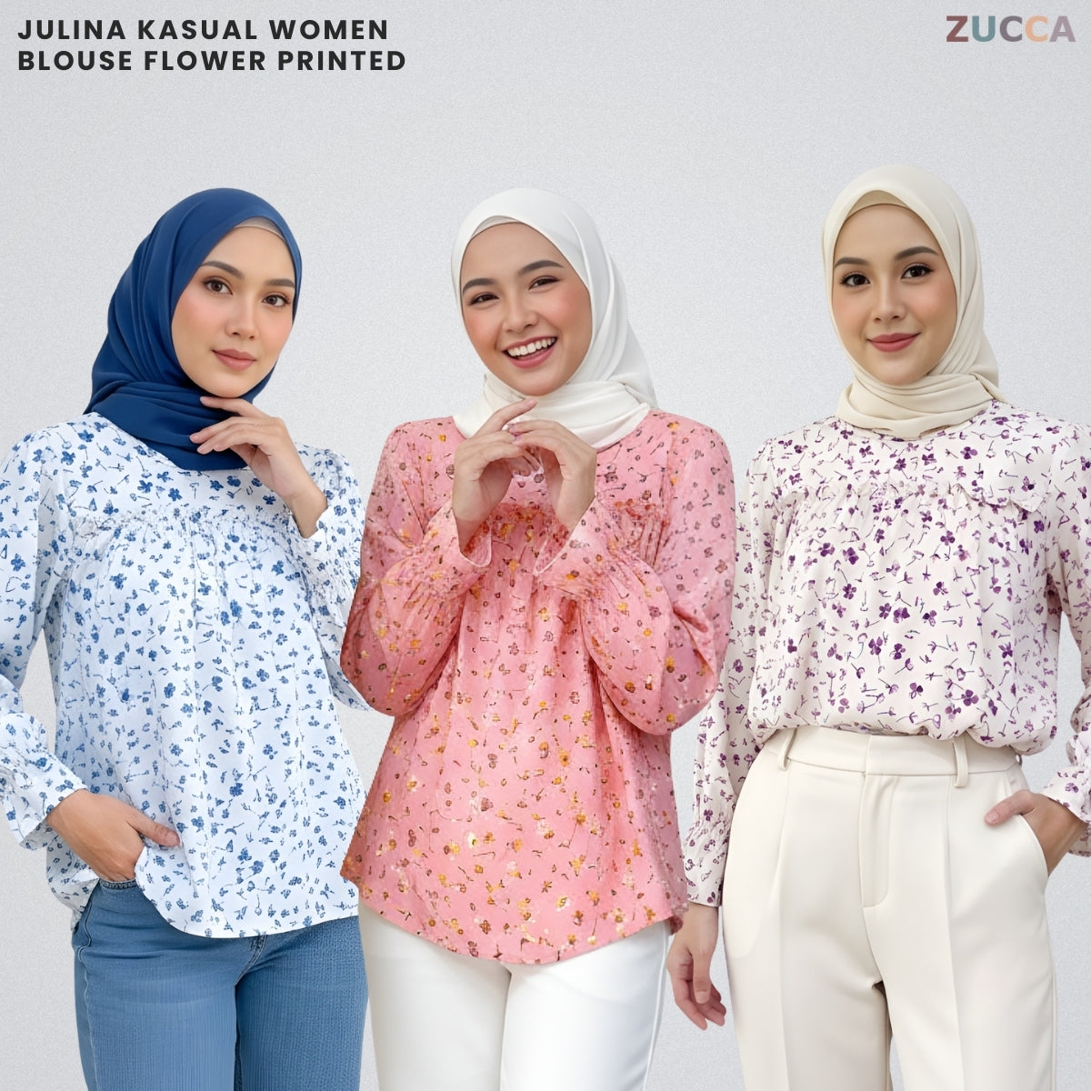 ZUCCA JULINA KASUAL WOMEN BLOUSE FLOWER PRINTED - DM017