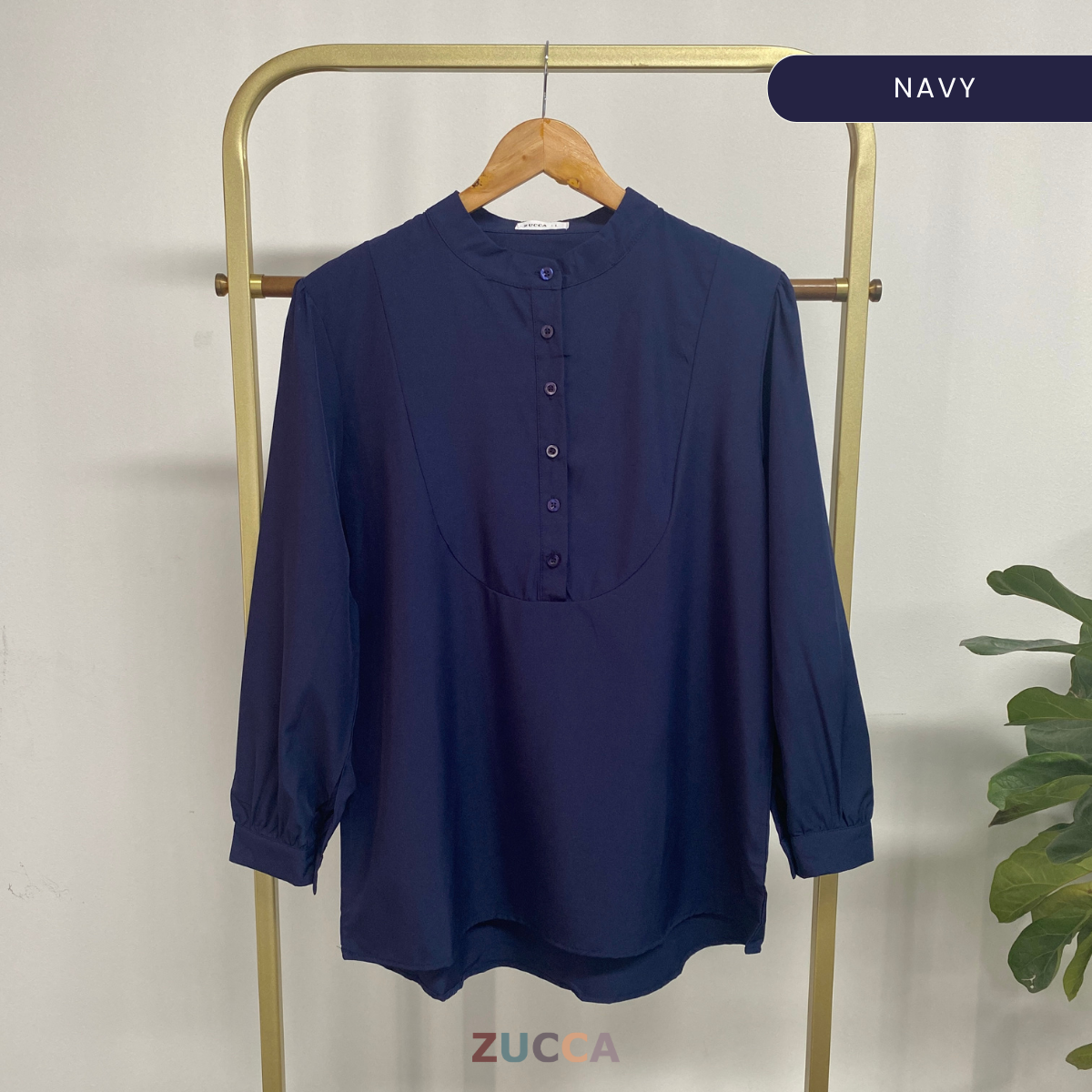 ZUCCA HAYNA HALF-BUTTON COTTON WOMEN BLOUSE - DM020 BAJU KEMEJA WANITA KOREAN STYLE
