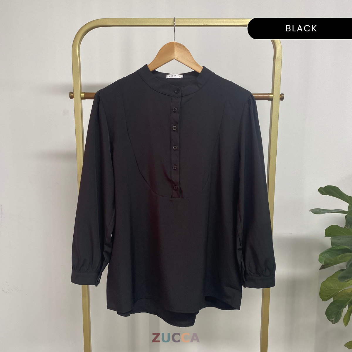 ZUCCA HAYNA HALF-BUTTON COTTON WOMEN BLOUSE - DM020 BAJU KEMEJA WANITA KOREAN STYLE