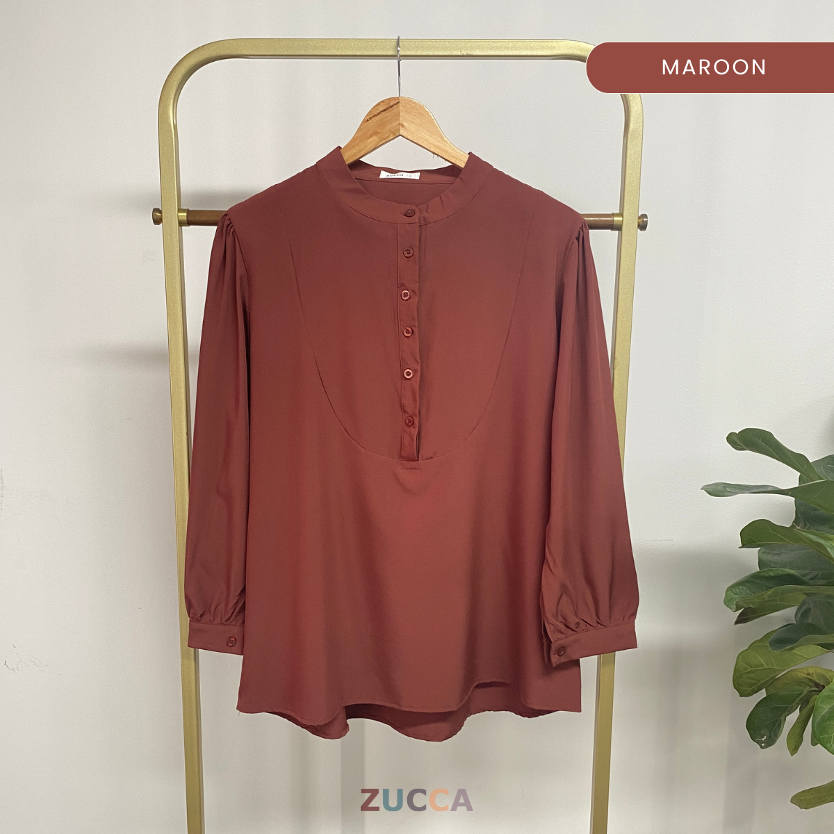 ZUCCA HAYNA HALF-BUTTON COTTON WOMEN BLOUSE - DM020 BAJU KEMEJA WANITA KOREAN STYLE