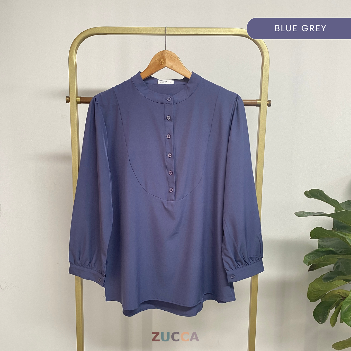 ZUCCA HAYNA HALF-BUTTON COTTON WOMEN BLOUSE - DM020 BAJU KEMEJA WANITA KOREAN STYLE