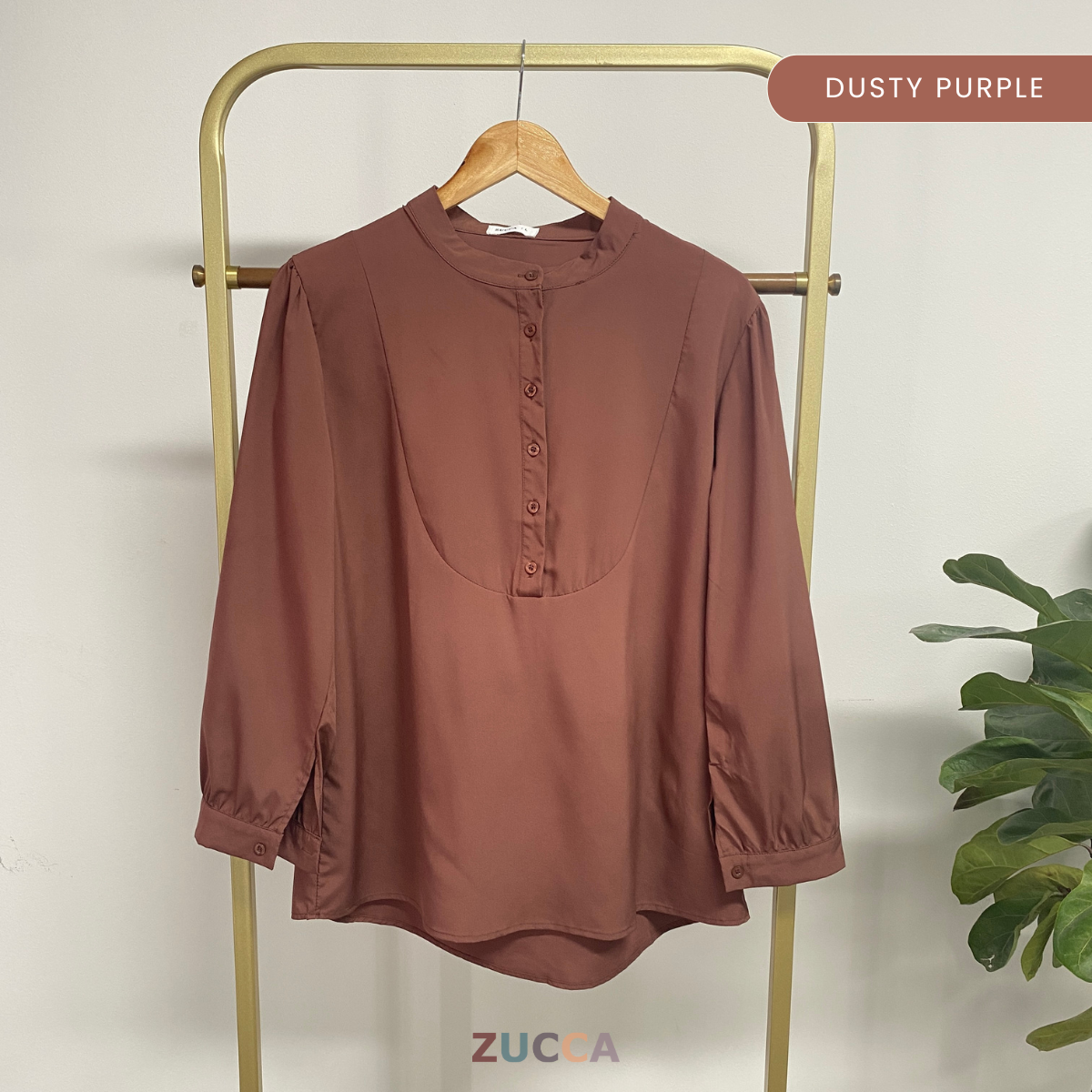 ZUCCA HAYNA HALF-BUTTON COTTON WOMEN BLOUSE - DM020 BAJU KEMEJA WANITA KOREAN STYLE