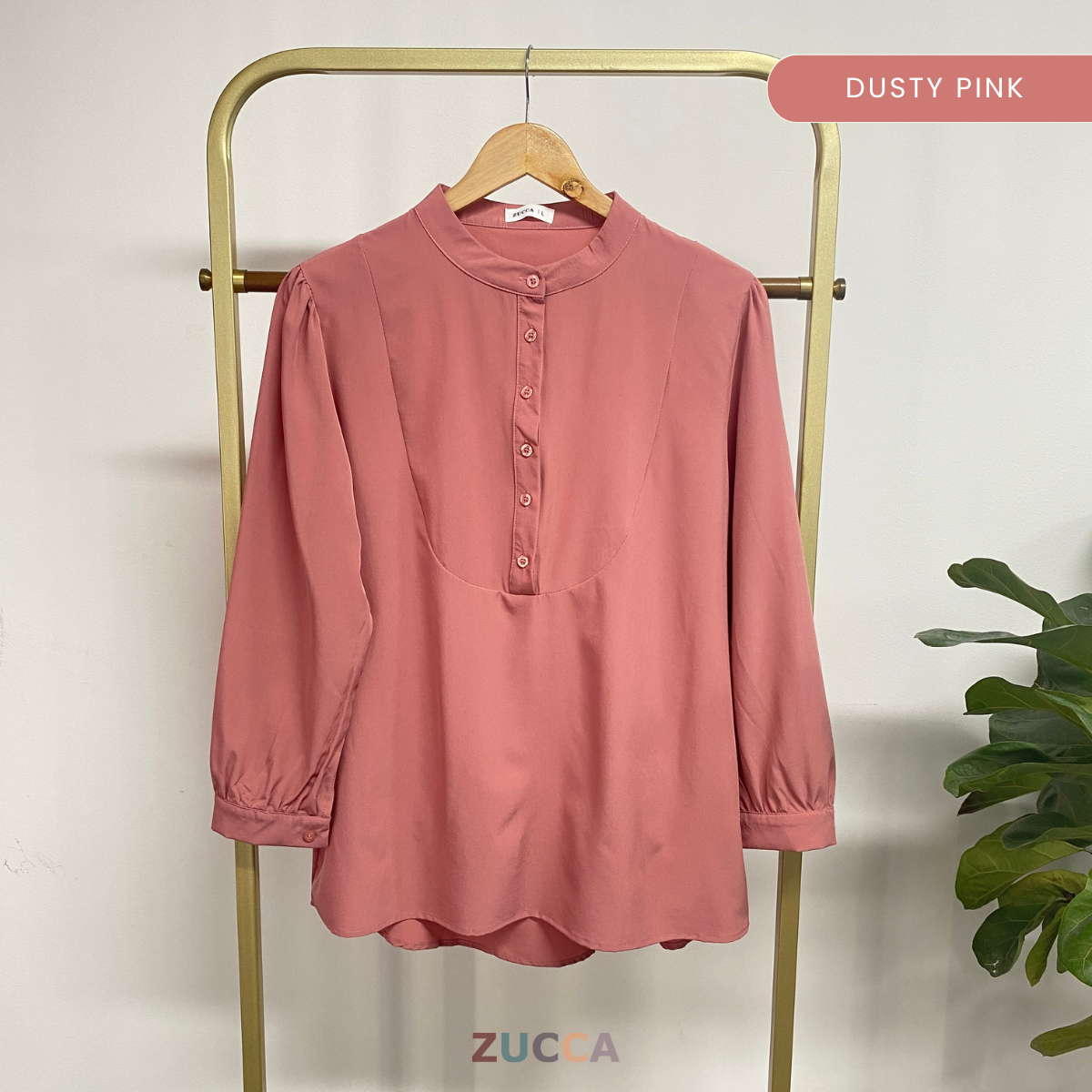 ZUCCA HAYNA HALF-BUTTON COTTON WOMEN BLOUSE - DM020 BAJU KEMEJA WANITA KOREAN STYLE