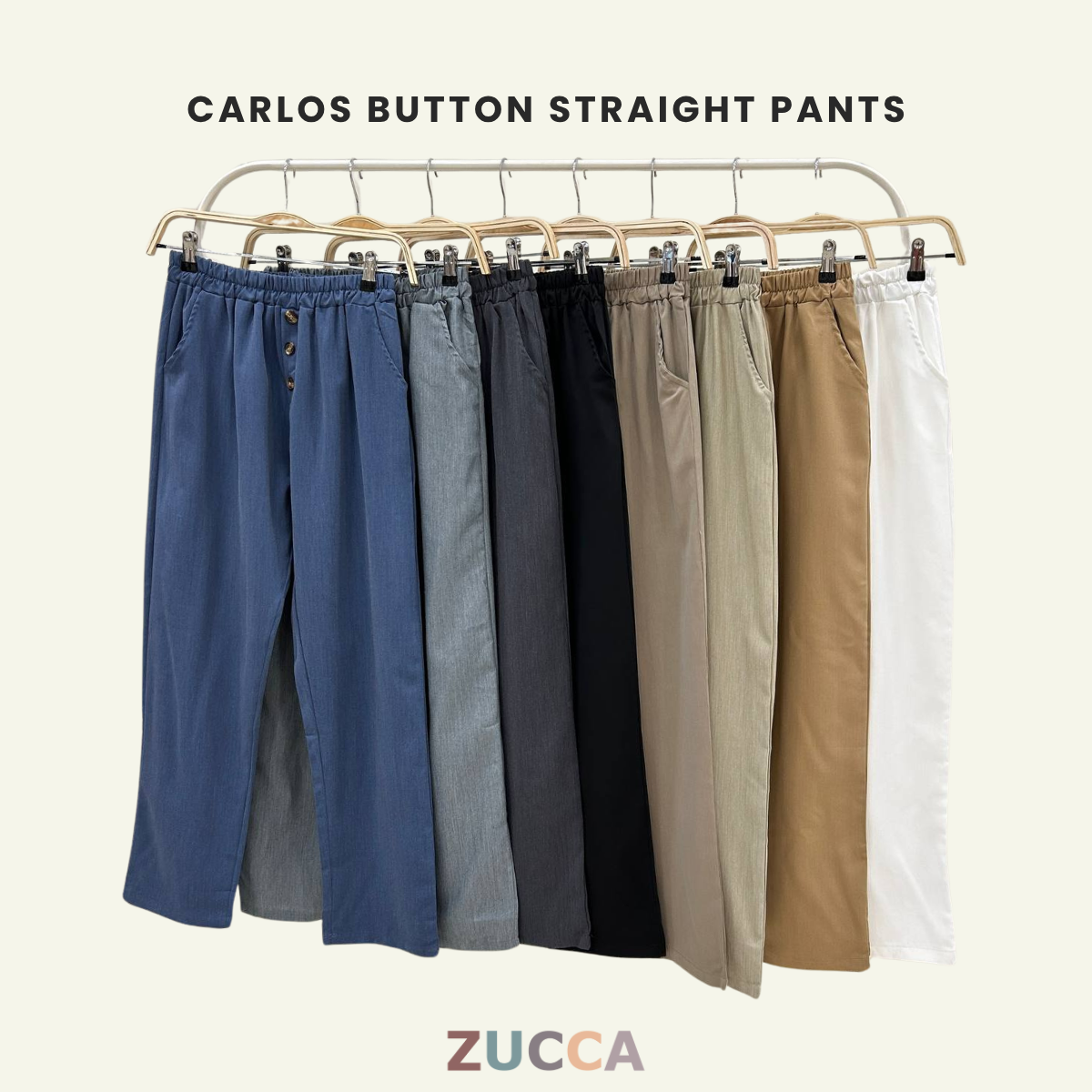 ZUCCA CARLOS BUTTON STRAIGHT PANTS KOREAN STYLE - DM025