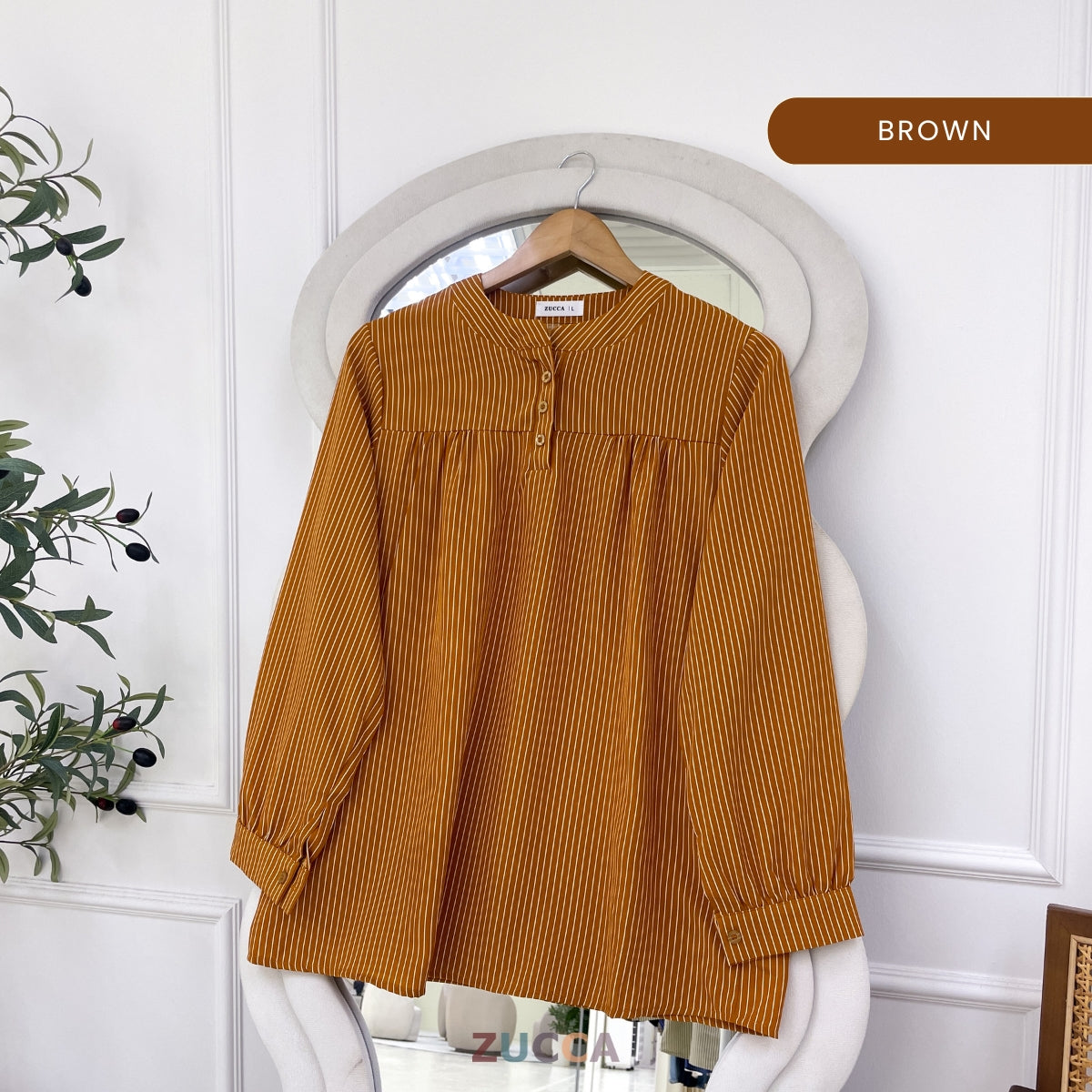 ZUCCA HAULA HALF BUTTON STRIPE BLOUSE DOLLY STYLE - DM036