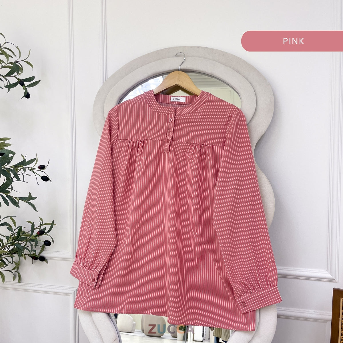 ZUCCA HAULA HALF BUTTON STRIPE BLOUSE DOLLY STYLE - DM036