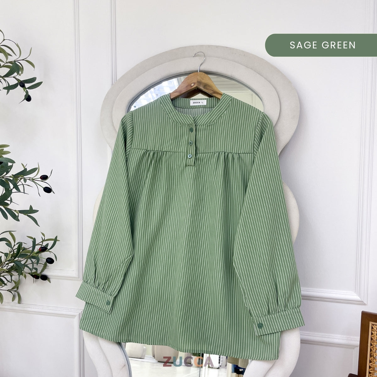 ZUCCA HAULA HALF BUTTON STRIPE BLOUSE DOLLY STYLE - DM036