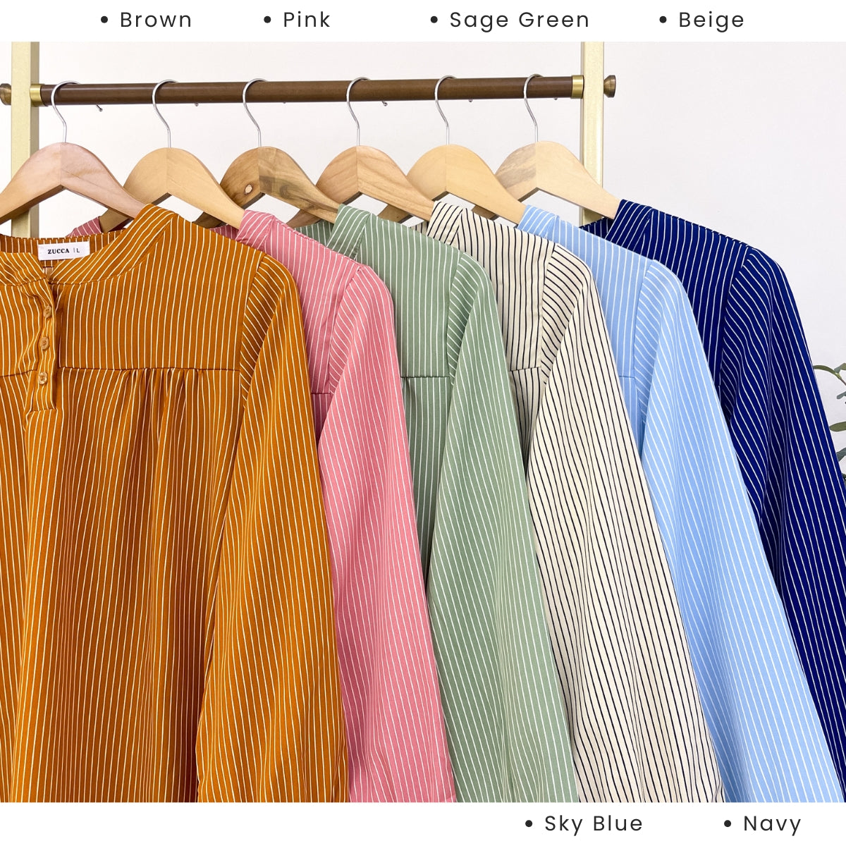 ZUCCA HAULA HALF BUTTON STRIPE BLOUSE DOLLY STYLE - DM036