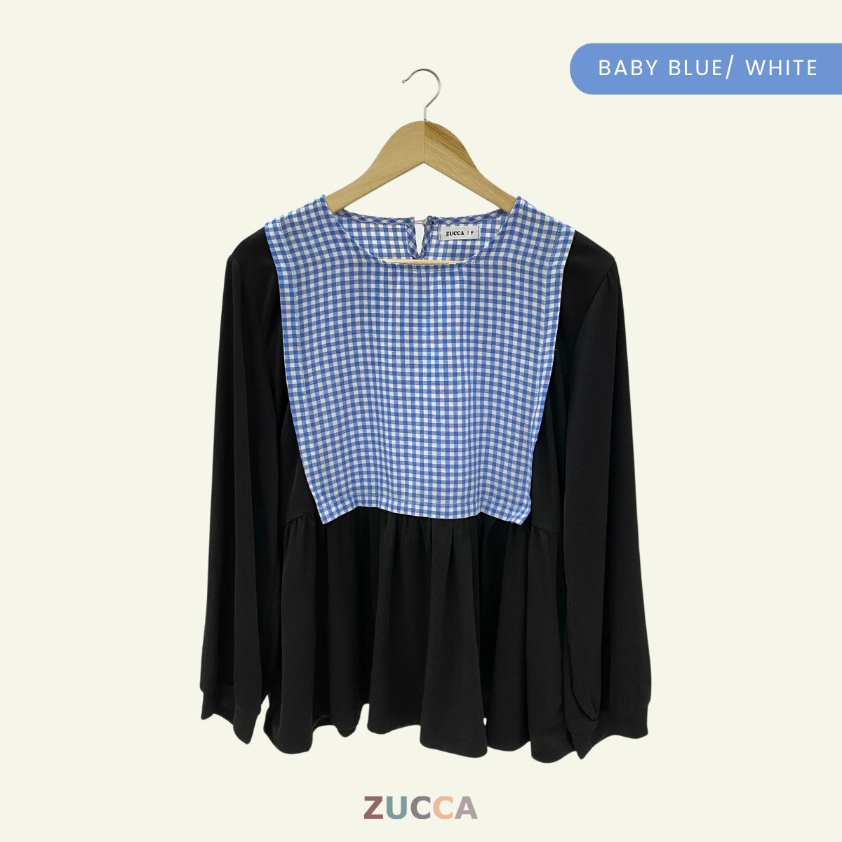 ZUCCA SULLI BLOUS KOREA PEPLUM BERCORAK KOTAK - DM040