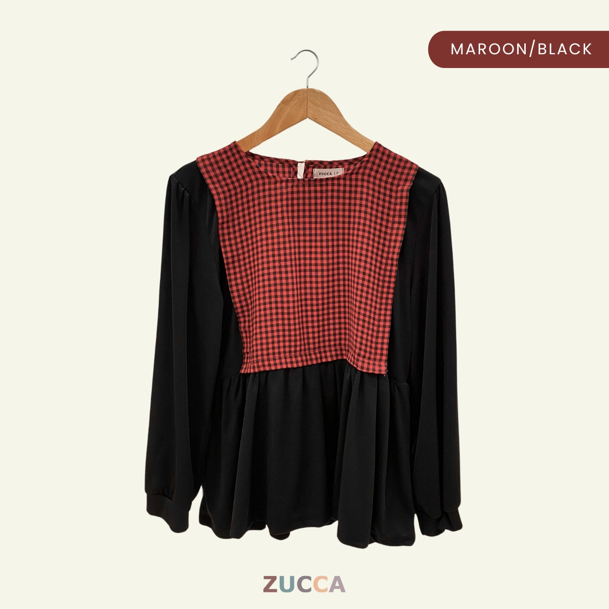 ZUCCA SULLI BLOUS KOREA PEPLUM BERCORAK KOTAK - DM040