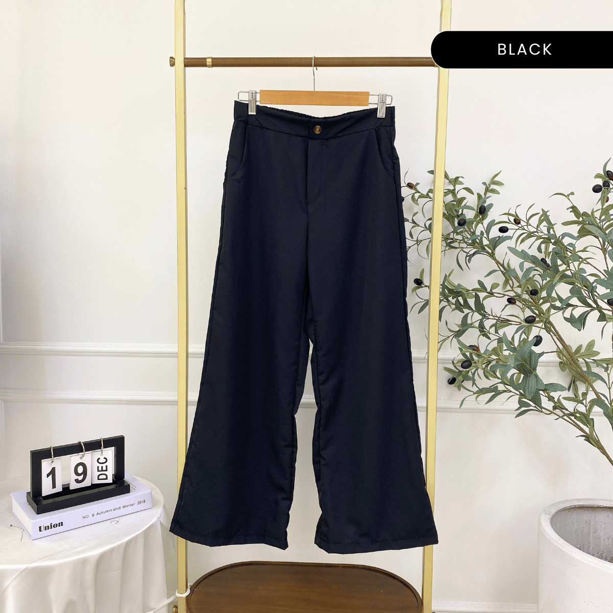 ZUCCA IKARA COTTON WIDE LEG BUTTON PANTS - DM041