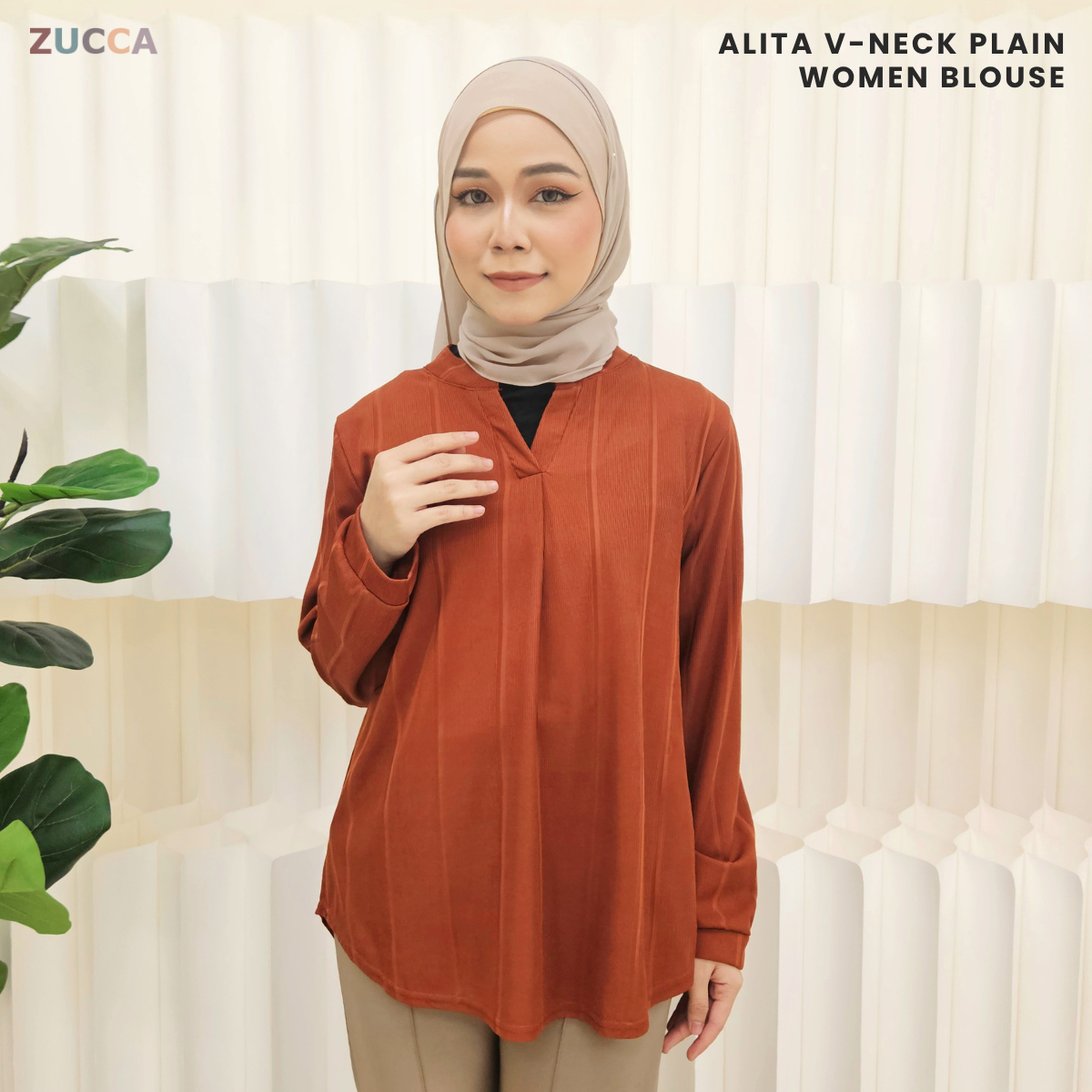 ZUCCA ALITA PLAIN WOMEN BLOUSE - DM065 KEMEJA WANITA OFFICEWEAR KOREAN STYLE