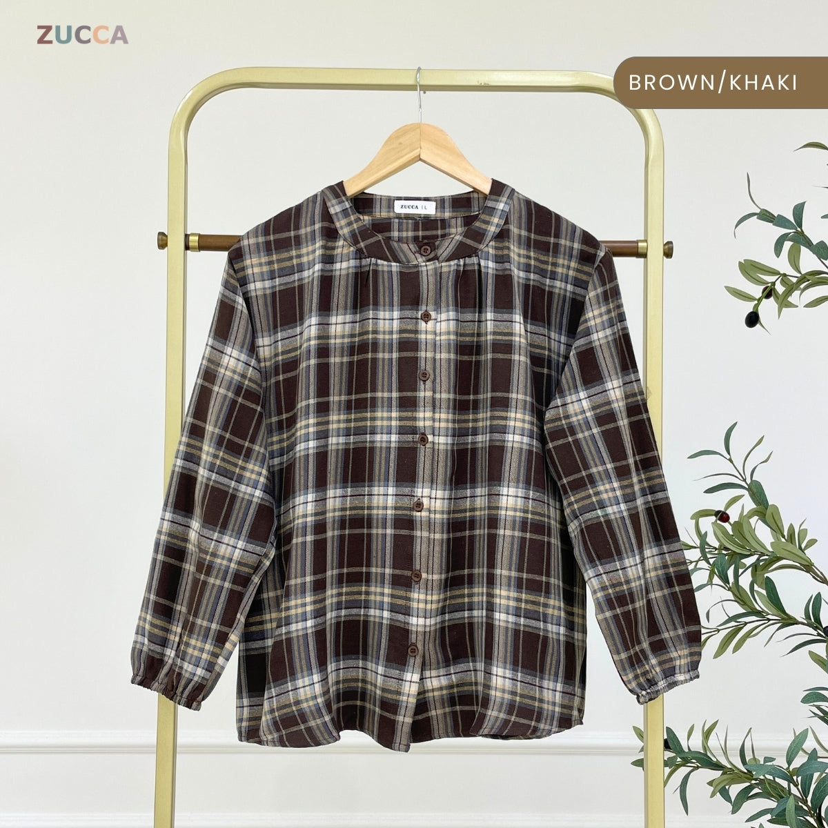 ZUCCA ADAMIA BLAUS KASUAL BERPOLA GINGHAM - DM072