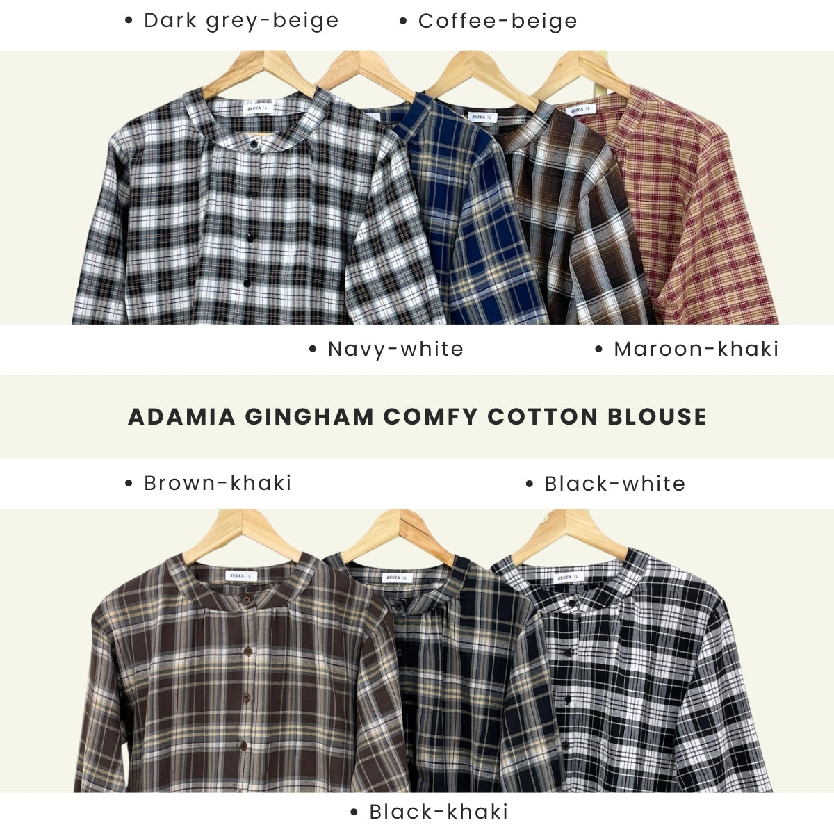 ZUCCA ADAMIA BLAUS KASUAL BERPOLA GINGHAM - DM072