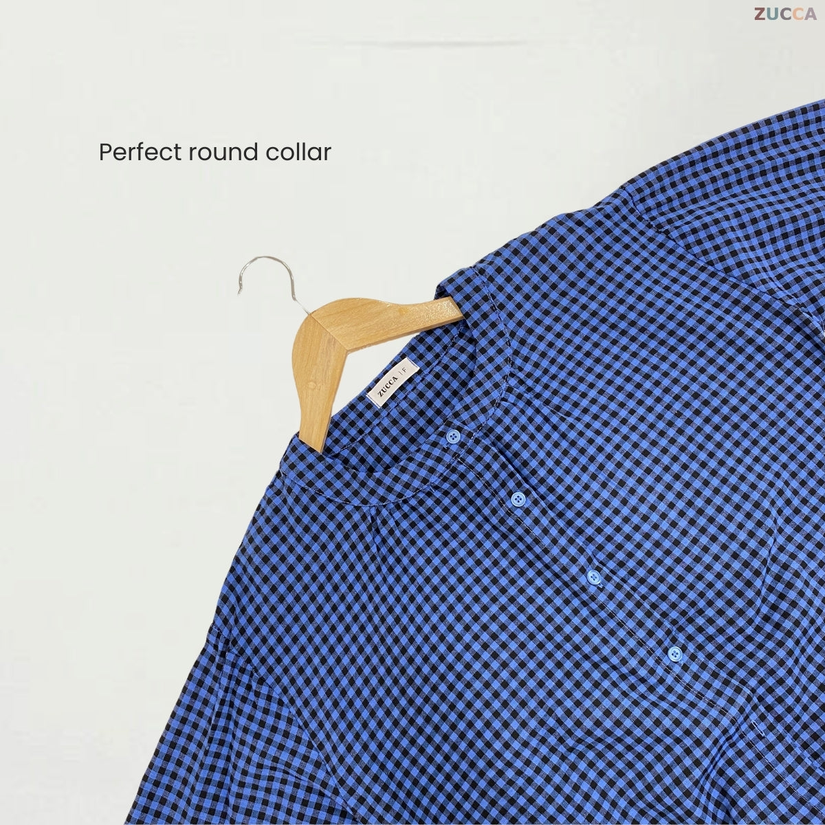 ZUCCA AMANDA BLAUS KASUAL BERPOLA GINGHAM - DM072A