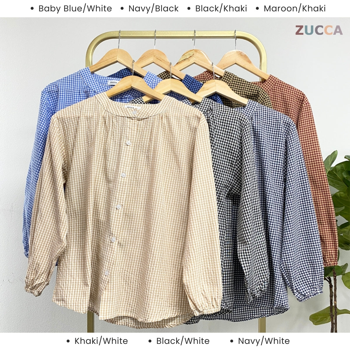 ZUCCA AMANDA BLAUS KASUAL BERPOLA GINGHAM - DM072A