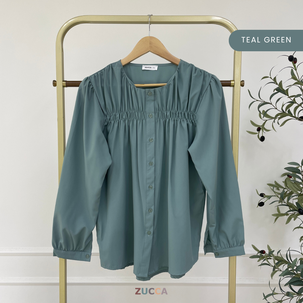 ZUCCA FRENA RUCHED WOMEN BLOUSE - DM078 KOREAN STYLE