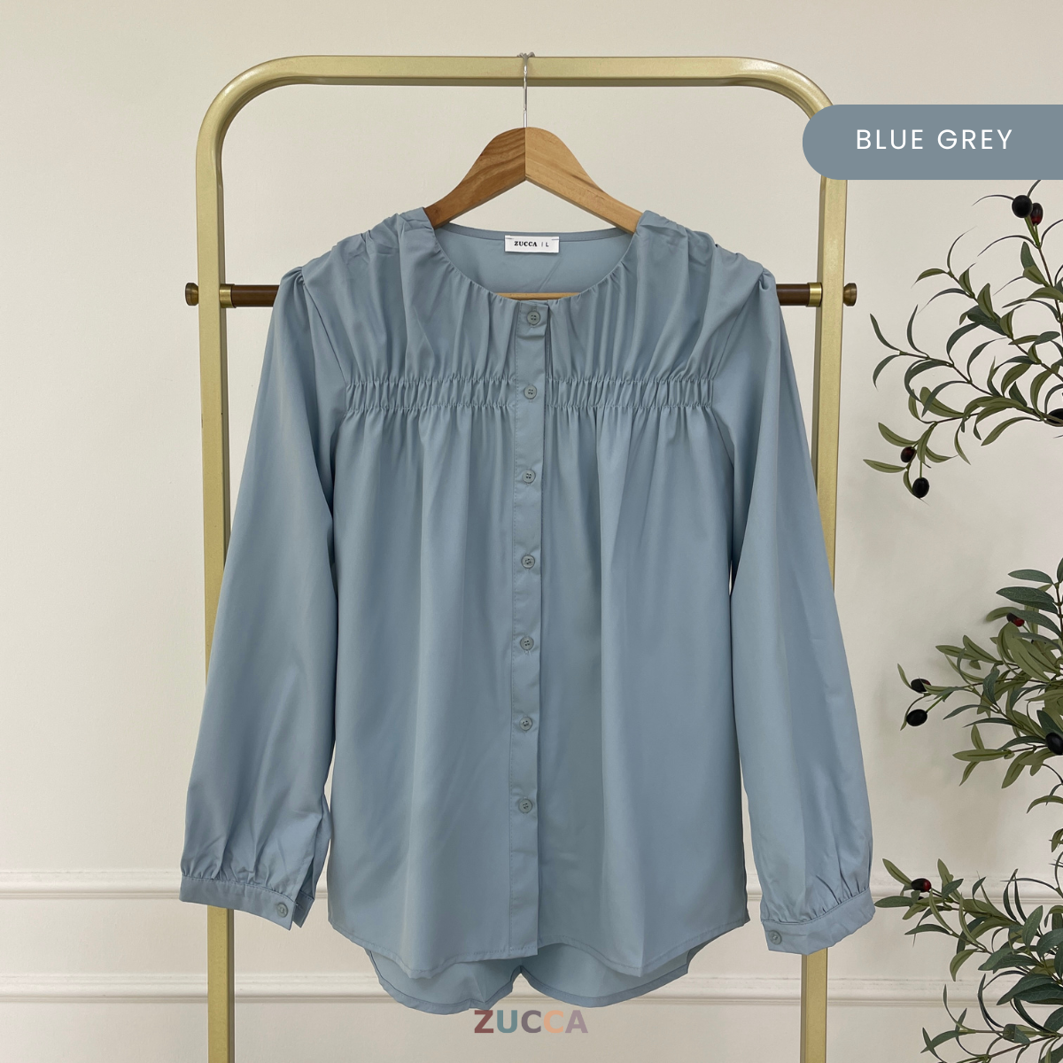 ZUCCA FRENA RUCHED WOMEN BLOUSE - DM078 KOREAN STYLE