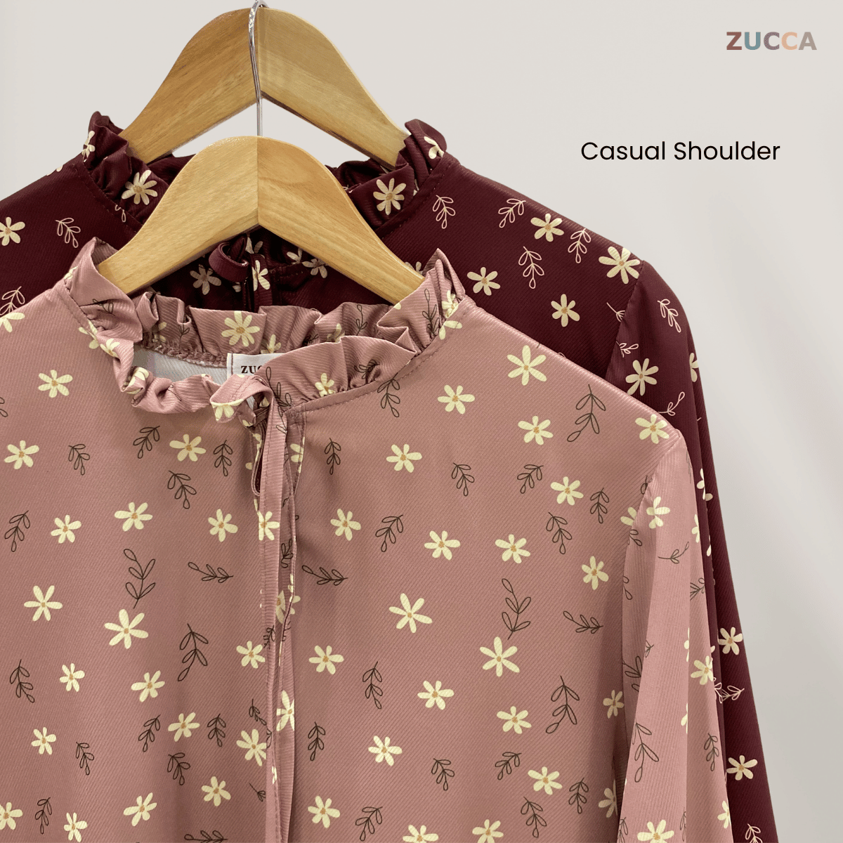 ZUCCA HANISA RUFFLE NECK FLORAL WOMEN BLOUSE - DM091