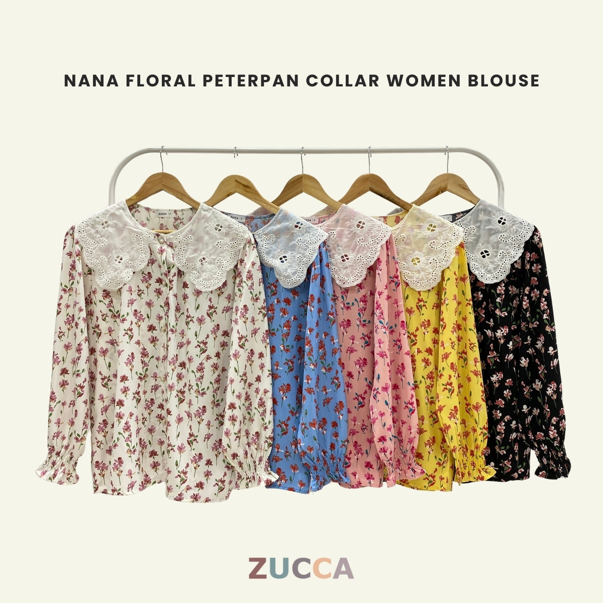 ZUCCA NANA KEMEJA WANITA FLORAL BERKOLAR PETERPAN - DM099 GAYA KOREA