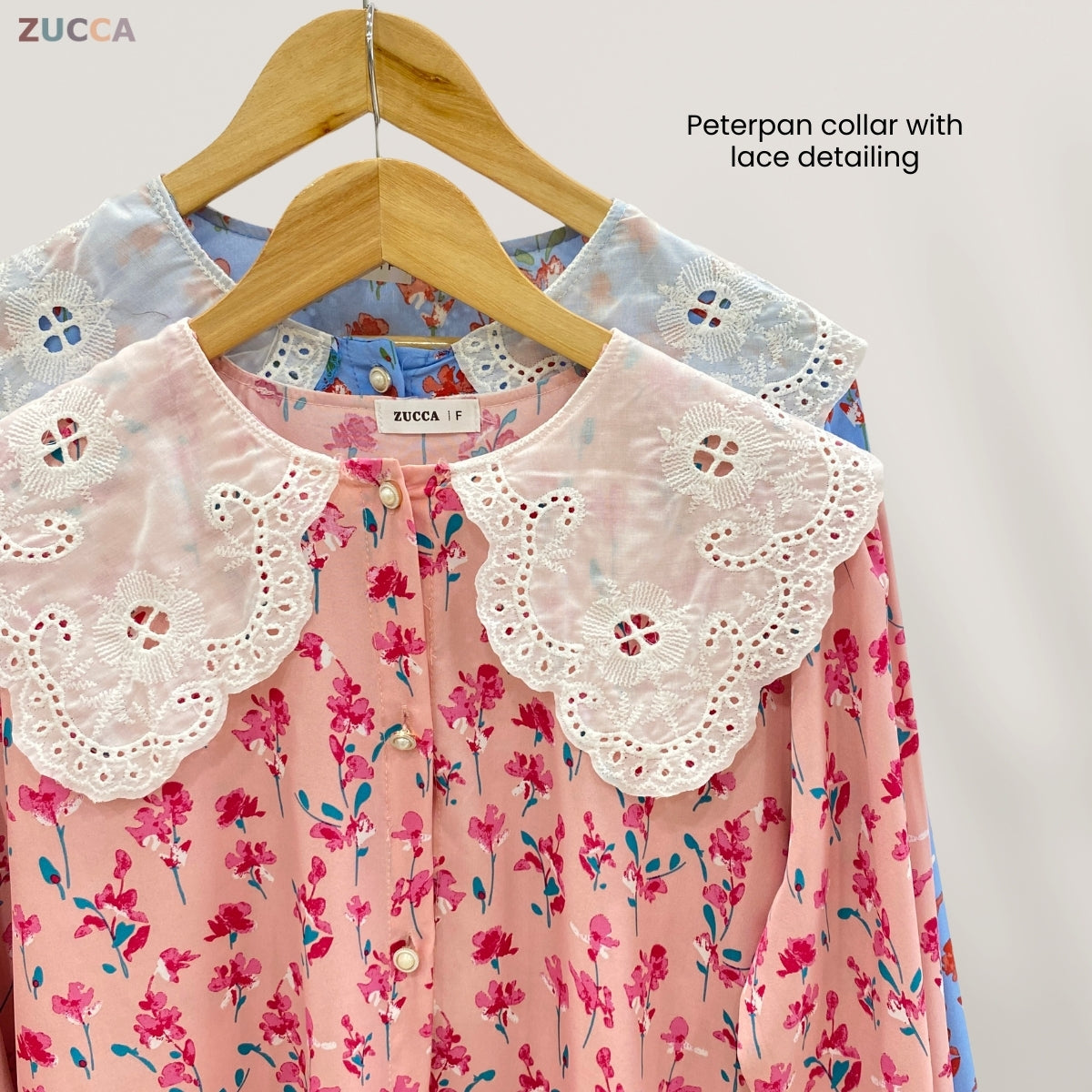 ZUCCA NANA KEMEJA WANITA FLORAL BERKOLAR PETERPAN - DM099 GAYA KOREA