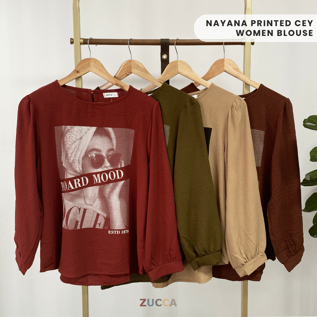 ZUCCA NAYANA BLOUS WANITA COTTON CEY BERCETAK - DM110