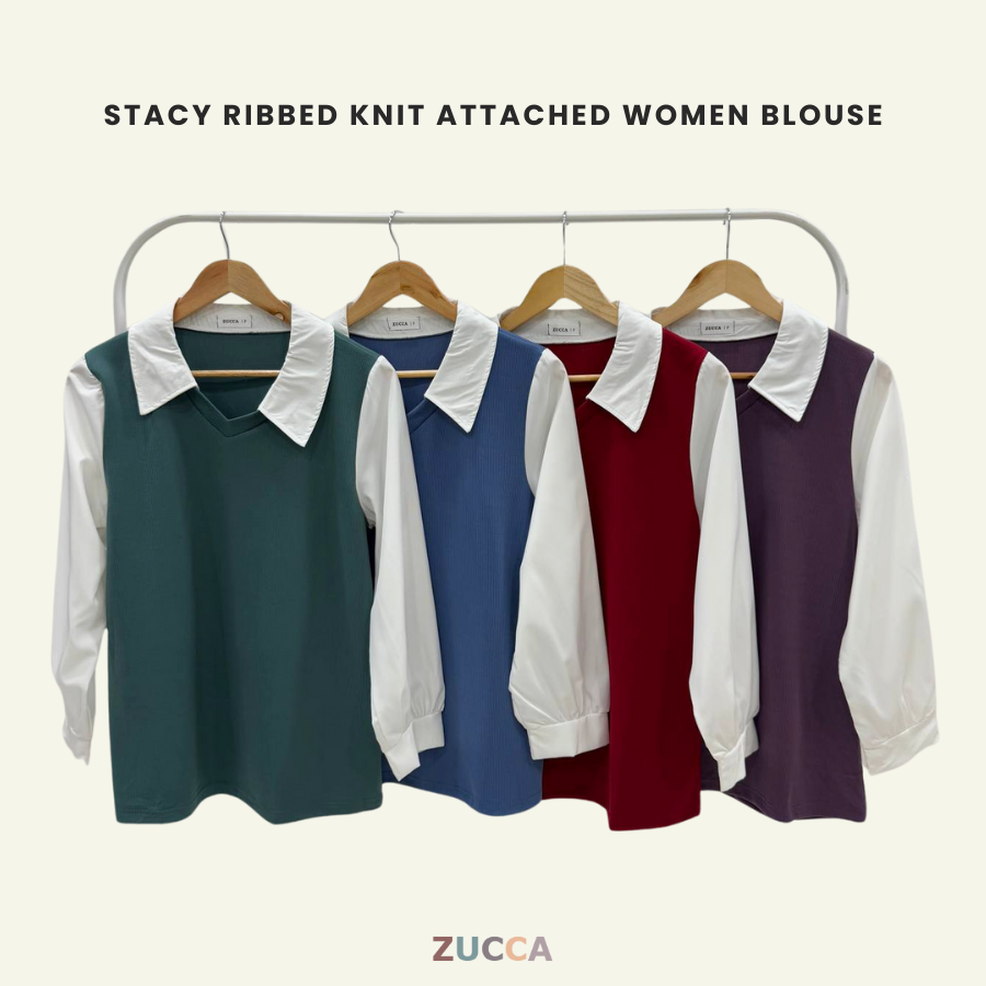 Stacy Ribbed Knit Attached Women Blouse - DM122 Korean Style