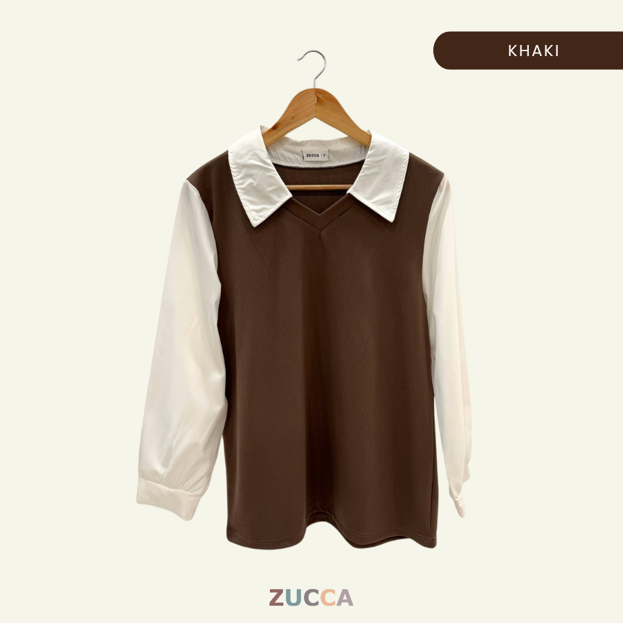 Stacy Ribbed Knit Attached Women Blouse - DM122 Korean Style
