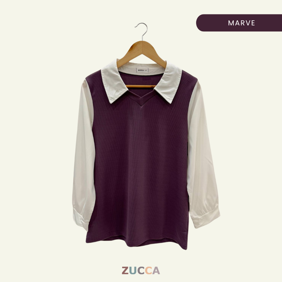Stacy Ribbed Knit Attached Women Blouse - DM122 Korean Style