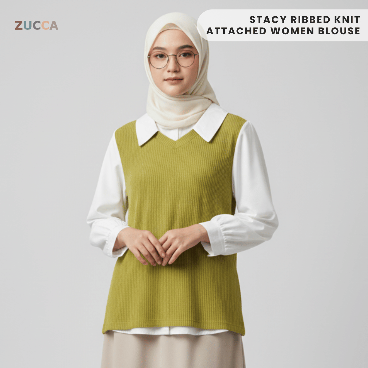 Stacy Ribbed Knit Attached Women Blouse - DM122 Korean Style