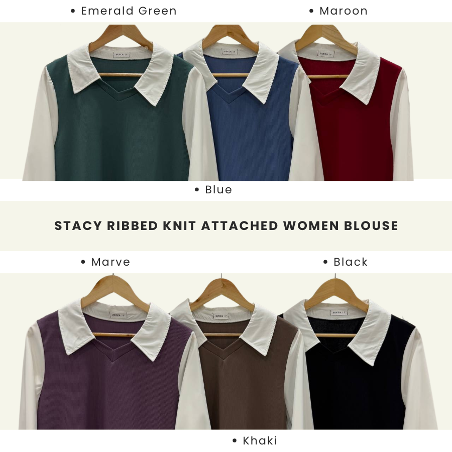 Stacy Ribbed Knit Attached Women Blouse - DM122 Korean Style