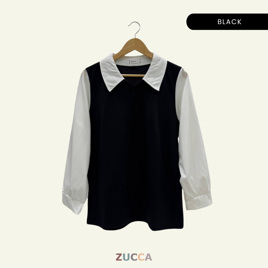 Stacy Ribbed Knit Attached Women Blouse - DM122 Korean Style