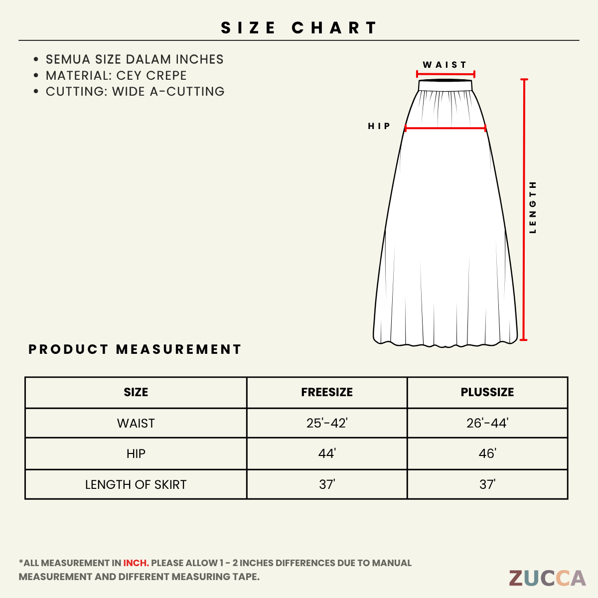 ZUCCA CARMIN SKIRT KASUAL KAPAS - DM135