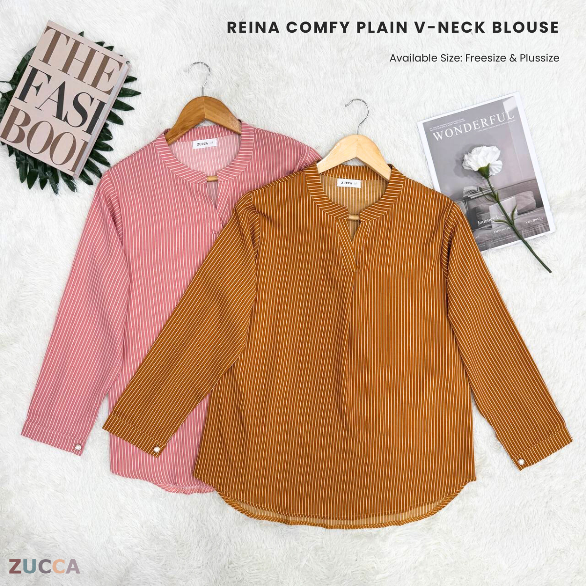 ZUCCA REINA COMFY PLAIN V-NECK BLOUSE - DM144