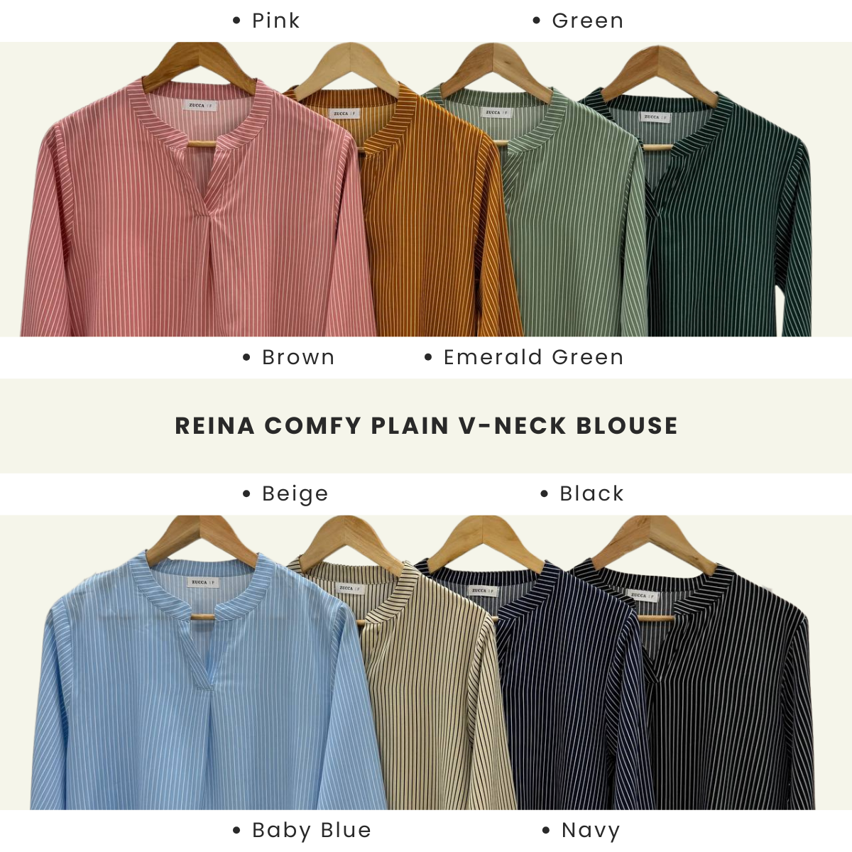 ZUCCA REINA COMFY PLAIN V-NECK BLOUSE - DM144
