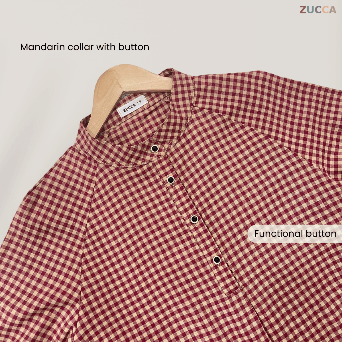 Lily Half Button Gingham Women Blouse - DM149