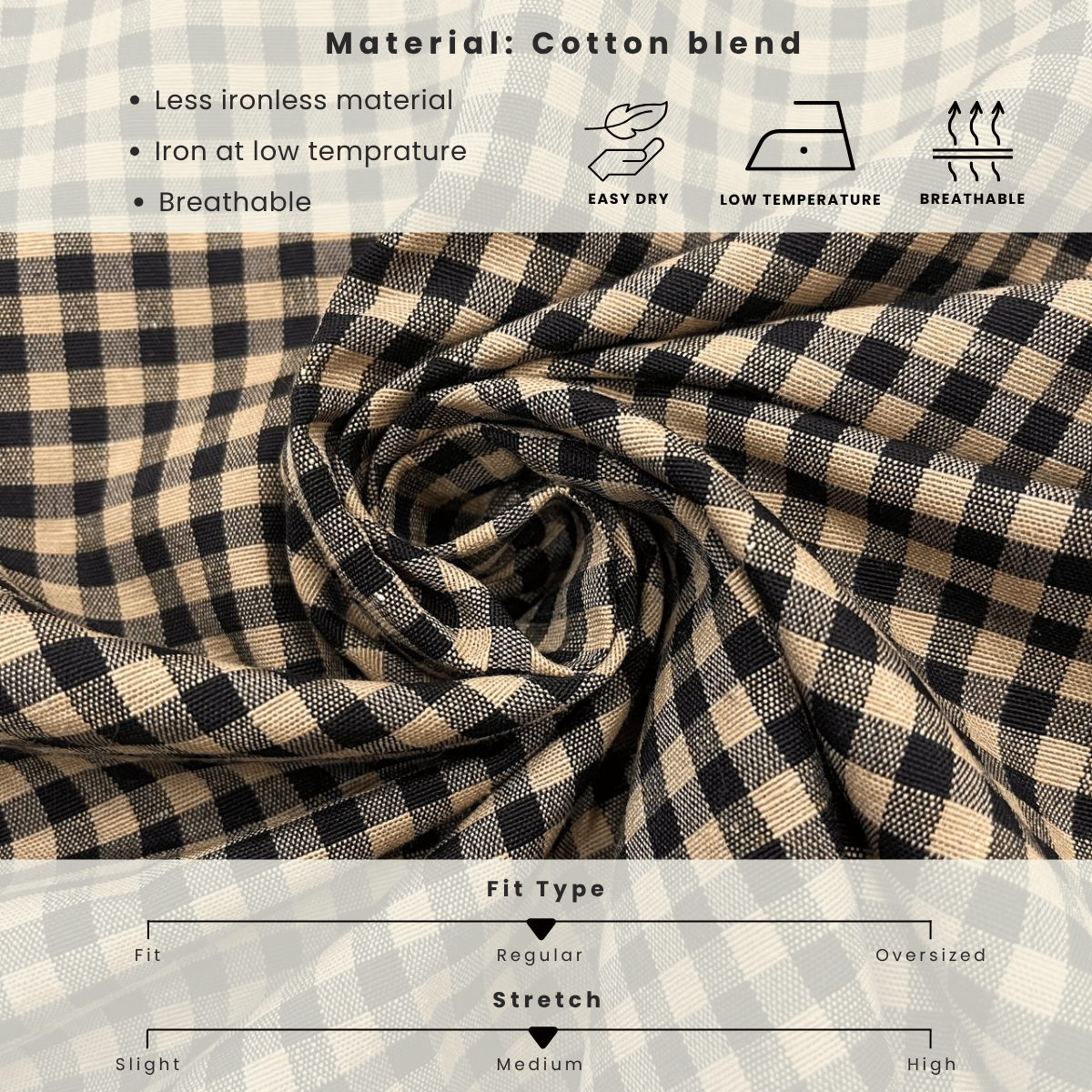 Lily Half Button Gingham Women Blouse - DM149