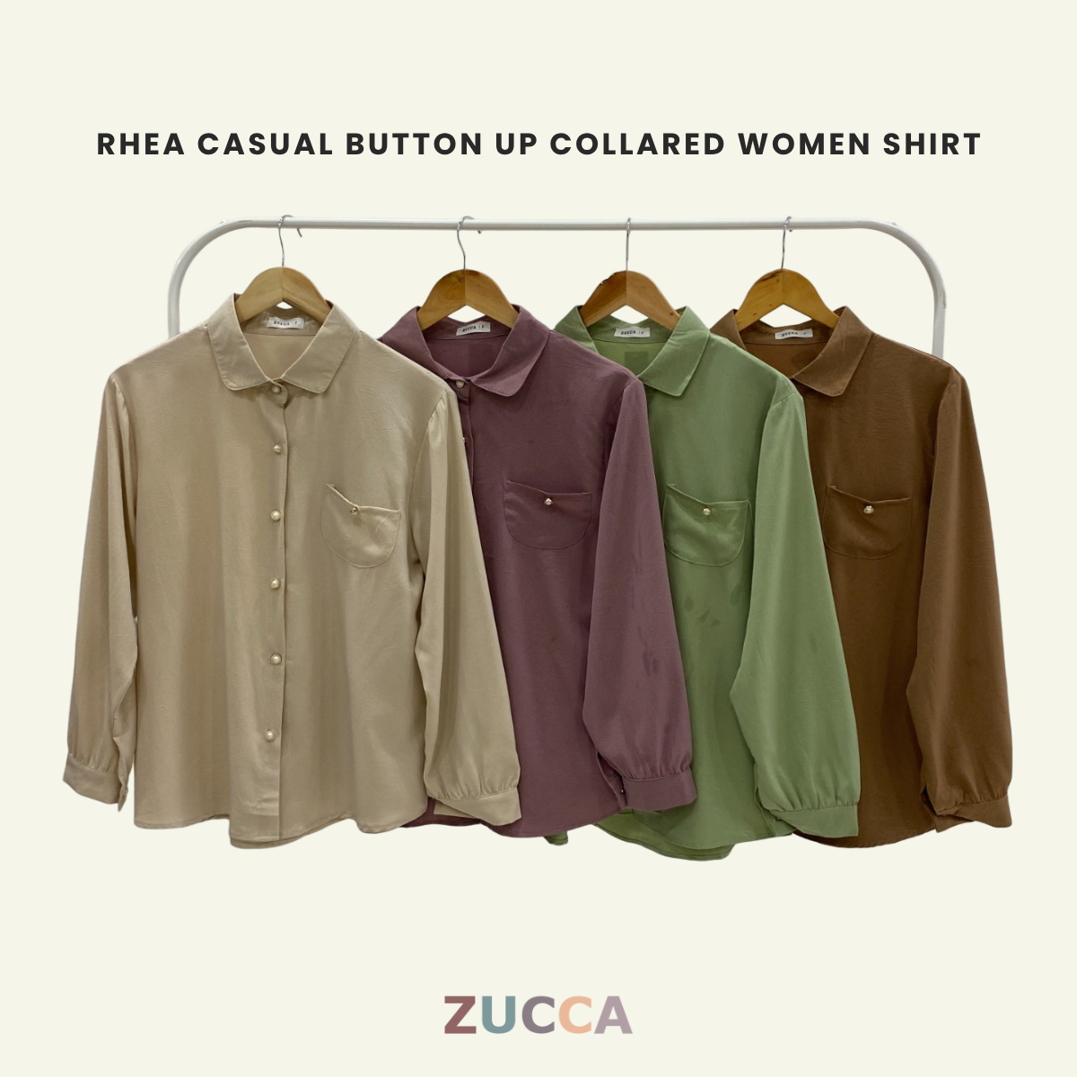 ZUCCA RHEA CASUAL BUTTON UP COLLARED WOMEN SHIRT - DM217 POCKET