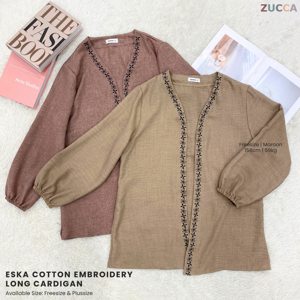 ZUCCA ESKA COTTON EMBROIDERY LONG CARDIGAN - DM201