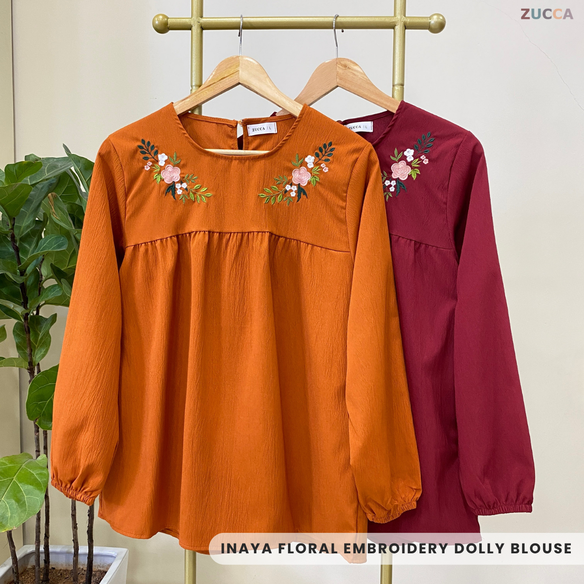 ZUCCA INAYA BLOUSE DOLLY SULAMAN FLORAL - DM242 GAYA KOREA Casual Cotton