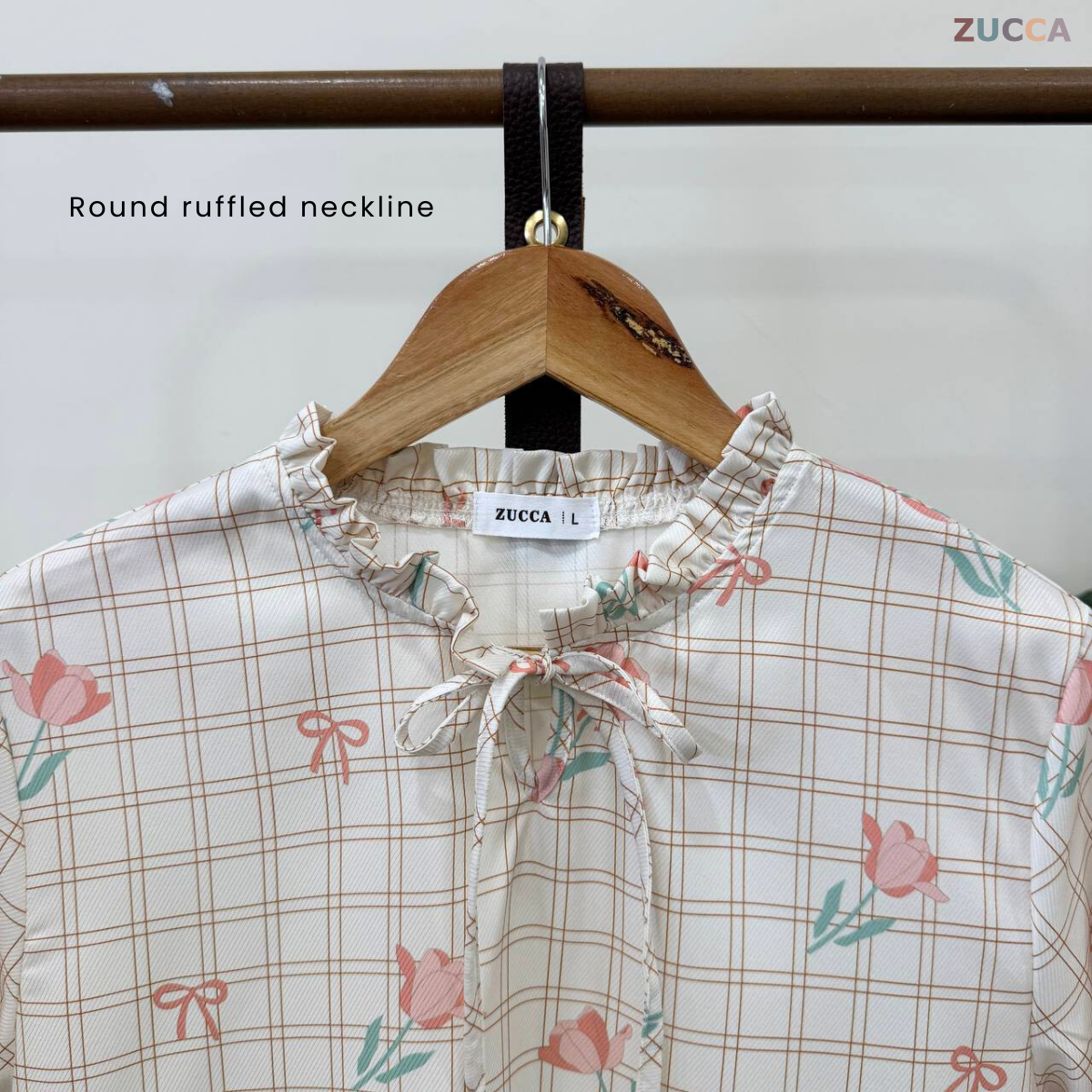 ZUCCA NIKITA BLOUSE LEHER REBEN BERCORAK FLORAL GAYA KOREA - DM248