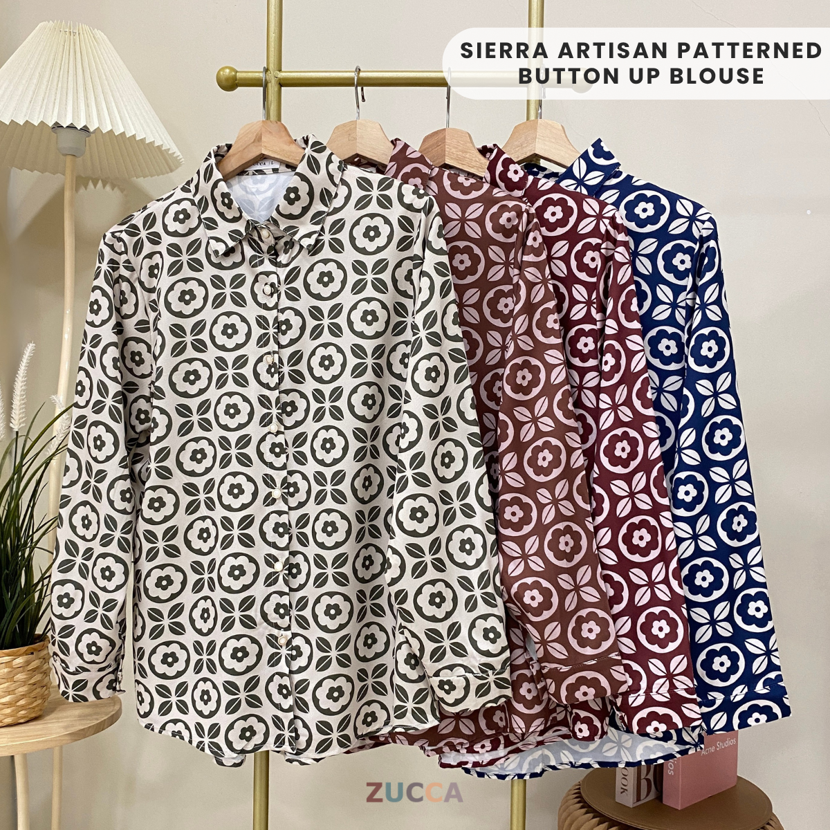 ZUCCA SIERRA ARTISAN PATTERNED BUTTON UP BLOUSE - DM249